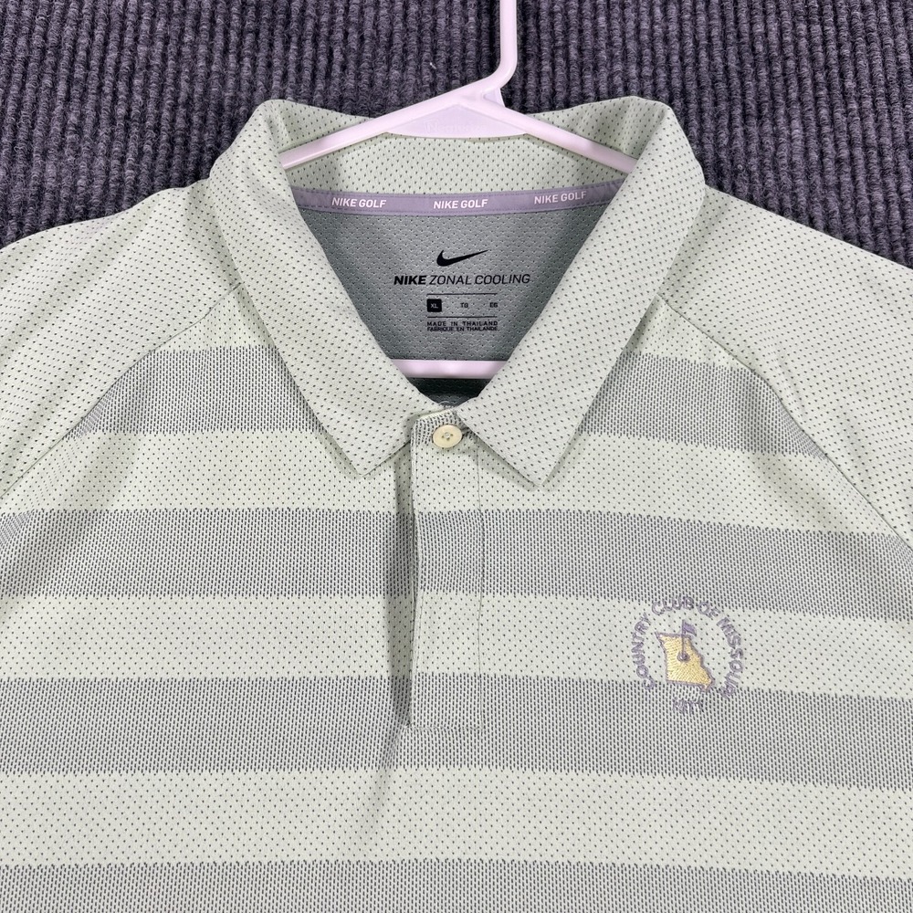 Nike Polo Shirt Mens XL Extra Large Green Striped Zonal Cooling Golf Outdoor - Picture 4 of 14